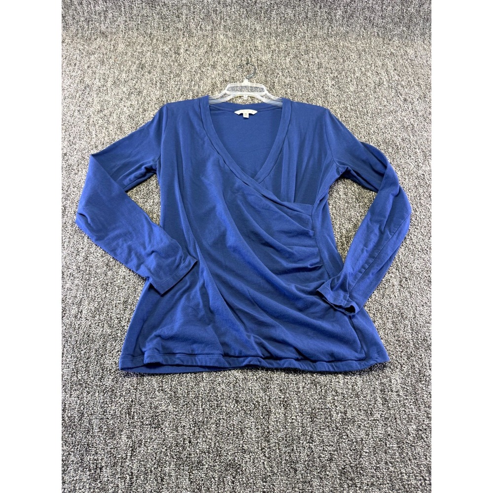 Cabi Wrap Top Womens XL Royal Blue Cotton Spandex Pullover Long Sleeve Casual
